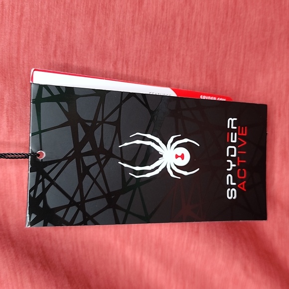 SPYDER ACTIVE MEN'S LARGE TSHIRT WITH HOODIE, RED COLOR - Picture 7 of 13